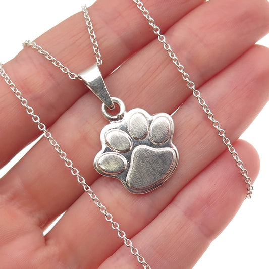925 Sterling Silver Dog Paw Cable Chain Necklace 16"
