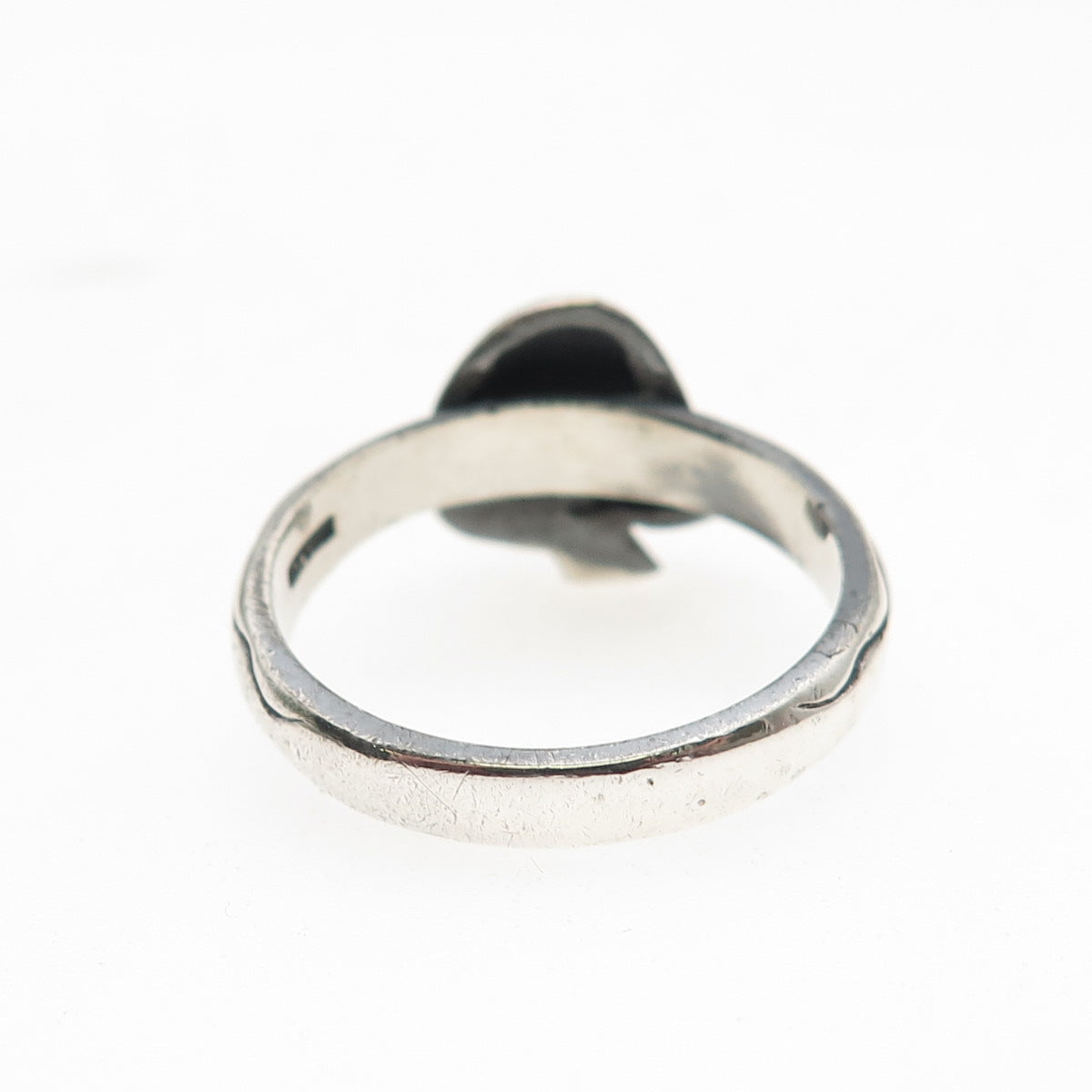 925 Sterling Silver Vintage Enamel Mushroom Oxidized Ring Size 9