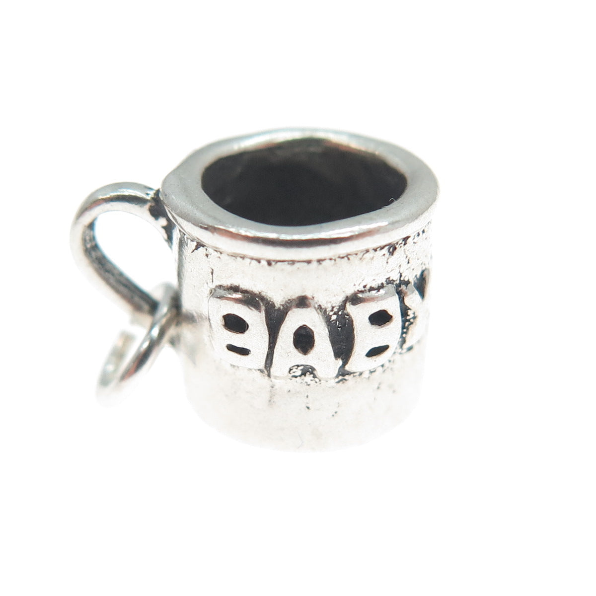 SUNWEST Sterling Silver Vintage Baby Cup Oxidized Minimalist 3D Charm Pendant