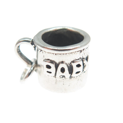 SUNWEST Sterling Silver Vintage Baby Cup Oxidized Minimalist 3D Charm Pendant