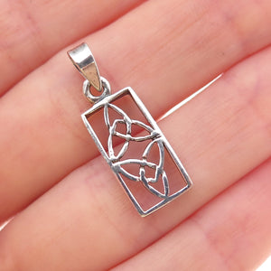925 Sterling Silver Vintage Celtic Trinity Oxidized Charm Pendant