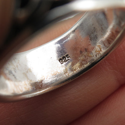 925 Sterling Silver Vintage Braided Oxidized Rotating Band Ring Size 9.75