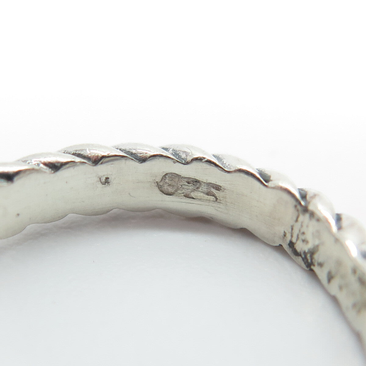 925 Sterling Silver Vintage Real Tourmaline Gemstone Twisted Ring Size 8.25