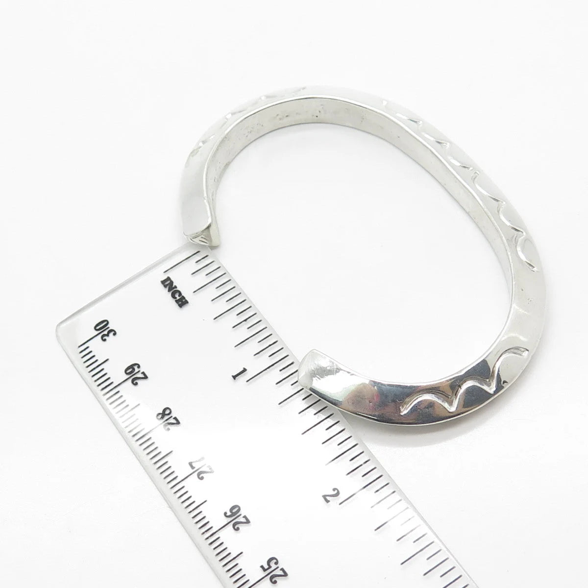 925 Sterling Silver Vintage Ethnic Cuff Bracelet 6"