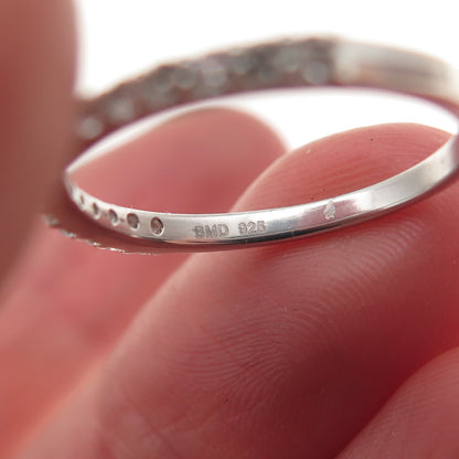 925 Sterling Silver Real Round-Cut Amethyst & White Topaz Ring Size 6.25