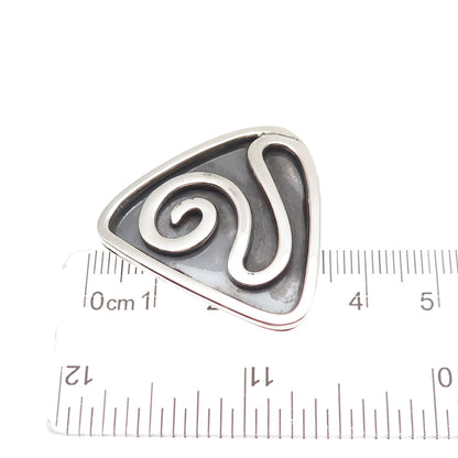 925 Sterling Silver Vintage Modernist Spiral Handwrought Oxidized Pin Brooch