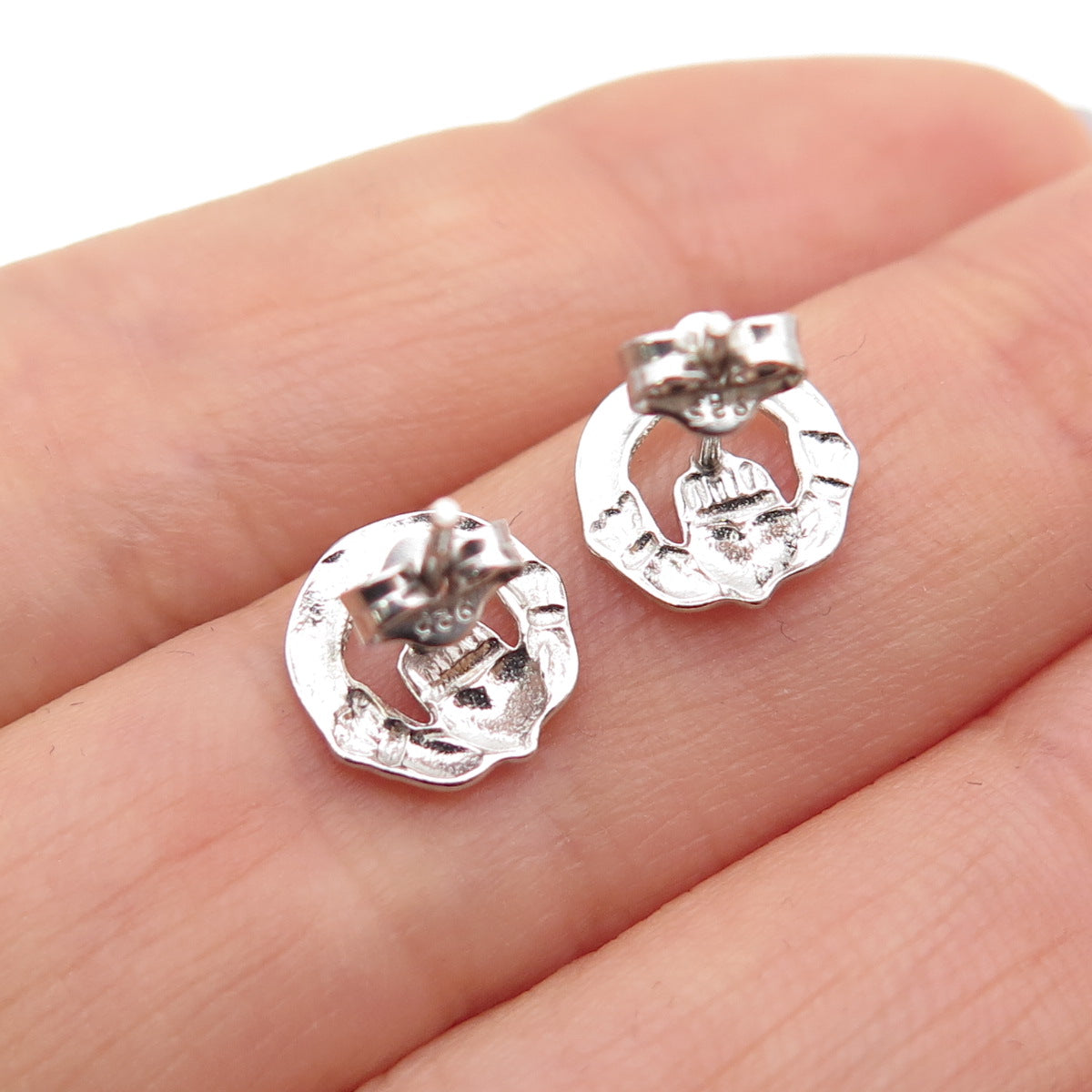925 Sterling Silver Irish Claddagh Stud Earrings