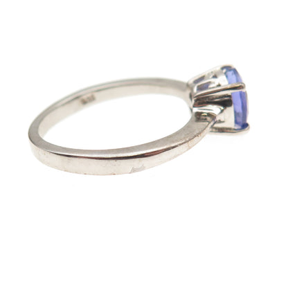 D'Joy 925 Sterling Silver Real Round-Cut Tanzanite Ring Size 8