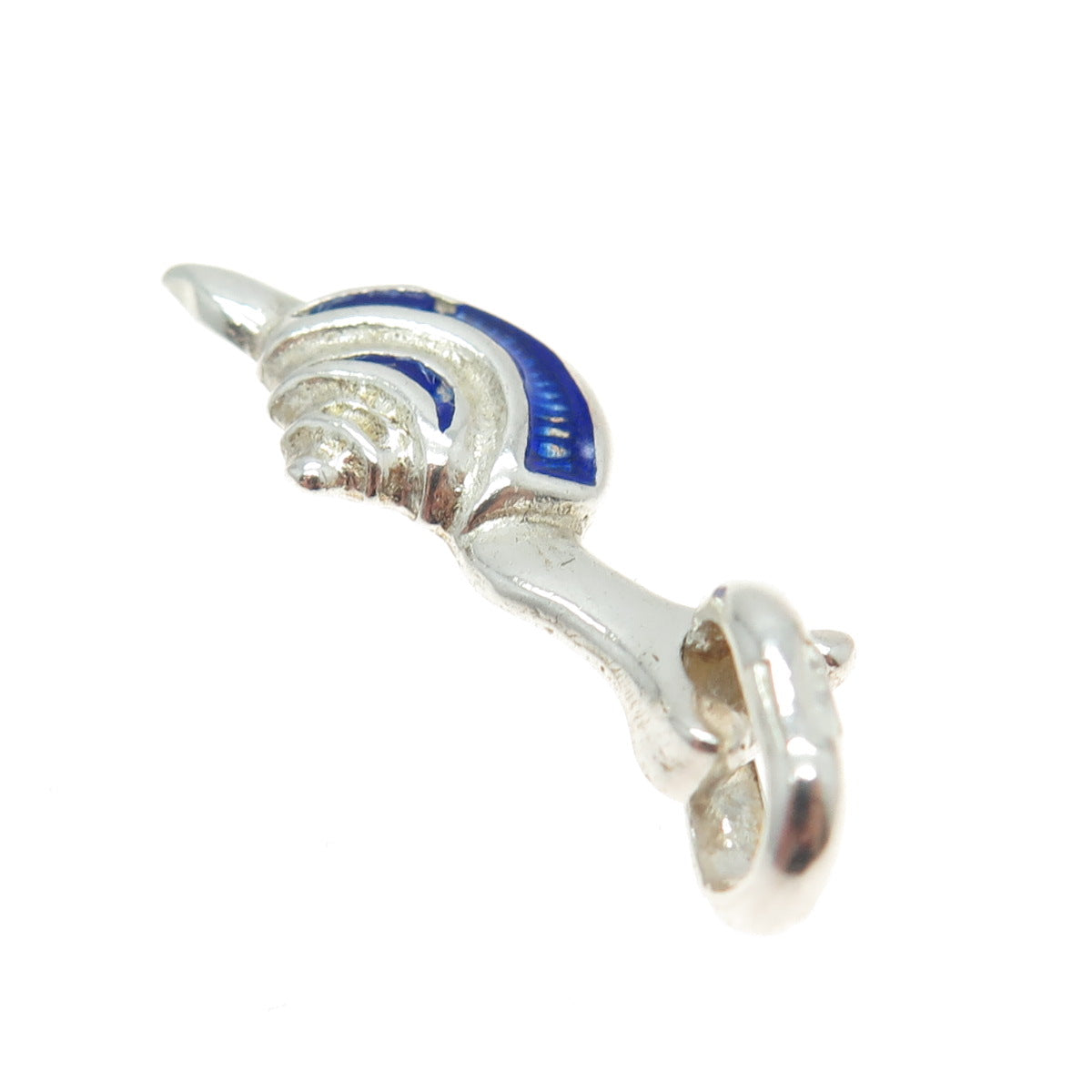 925 Sterling Silver Vintage Enamel Snail Pendant