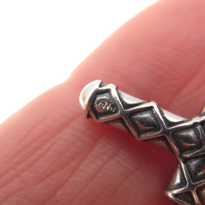 925 Sterling Silver Vintage Cross Oxidized Mini Charm Pendant