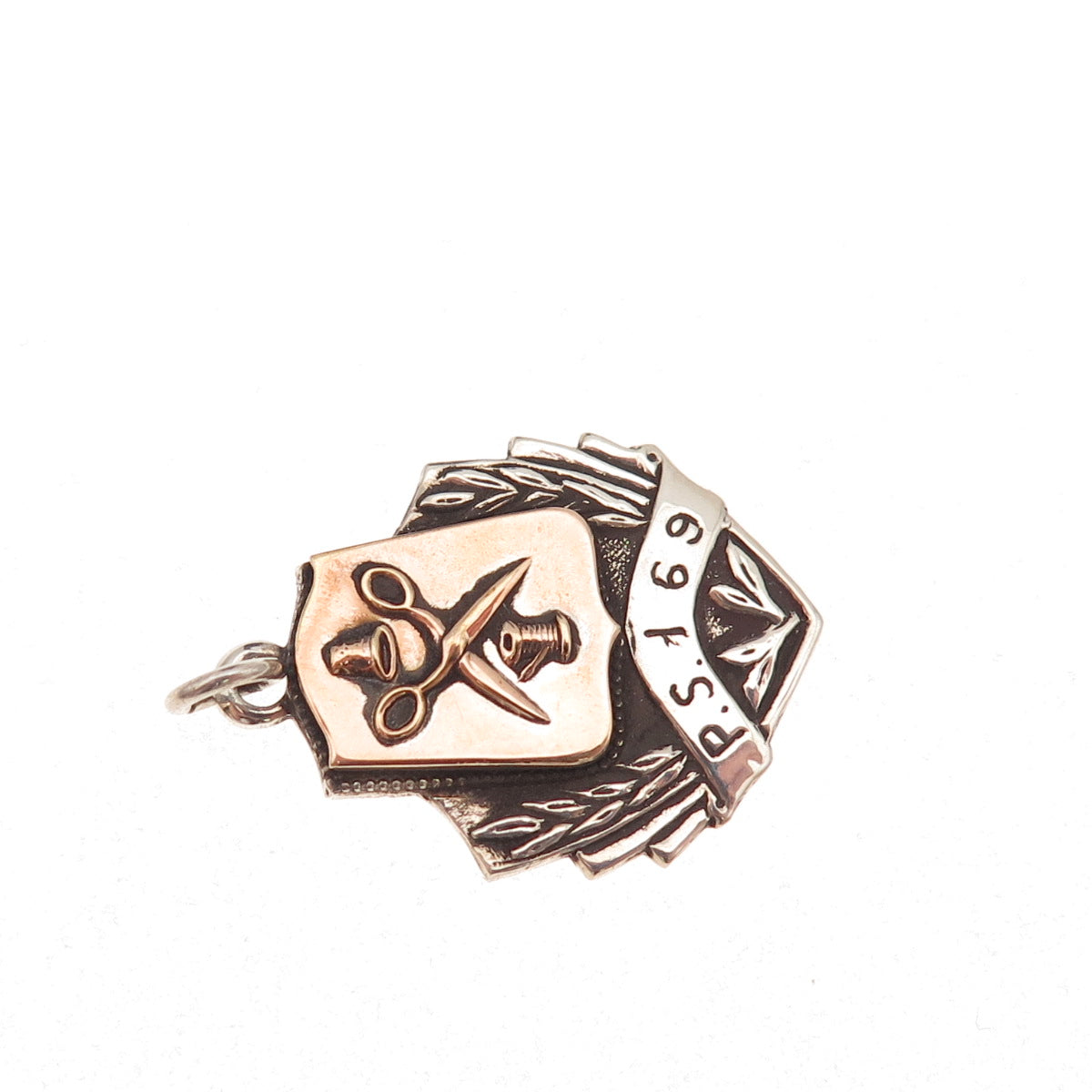 925 Sterling Silver 2-Tone Antique 1943 NY Public School 159 Fob Charm Pendant