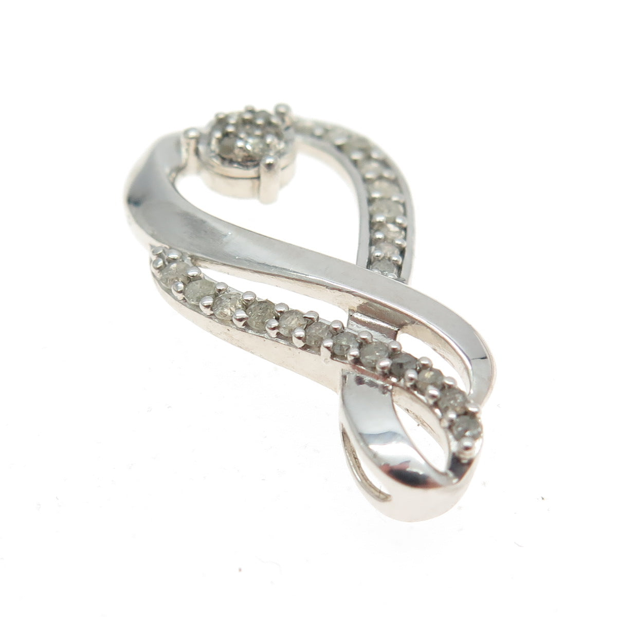 925 Sterling Silver Real Round-Cut Diamond Infinity Slide Pendant