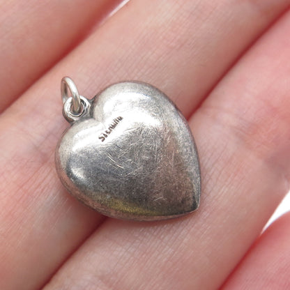 925 Sterling Silver Antique Art Deco Chatelaine Heart Minimalist Charm Pendant