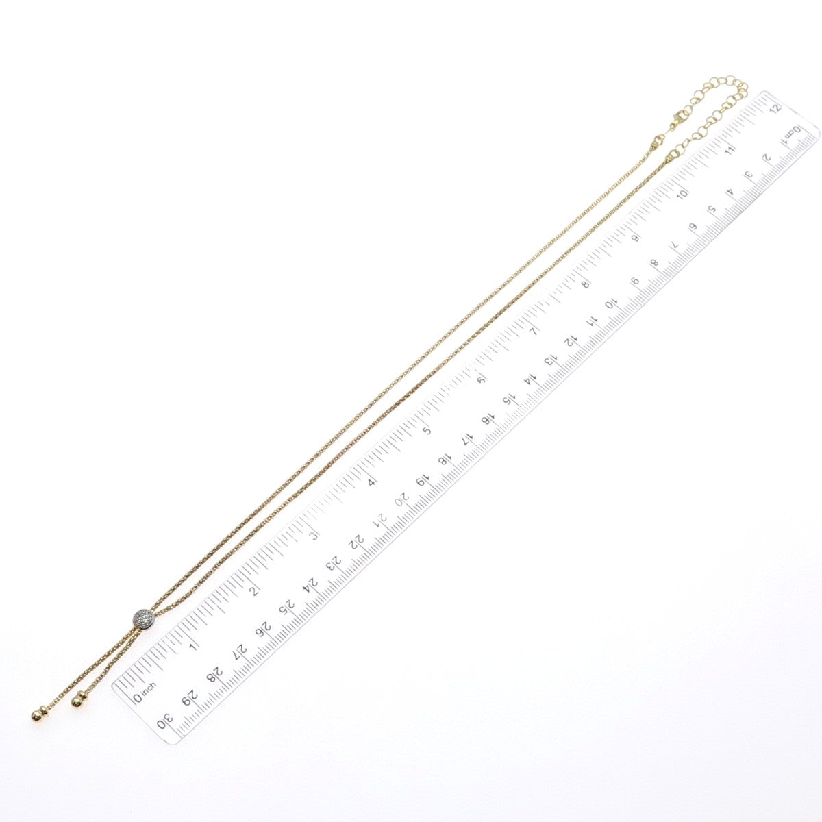 DASAN 925 Sterling Silver Gold Plated Italy Real Diamond Lariat Necklace 20-22"