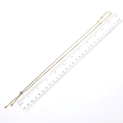 DASAN 925 Sterling Silver Gold Plated Italy Real Diamond Lariat Necklace 20-22"