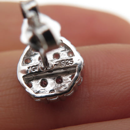 925 Sterling Silver Round-Cut C Z Stud Earrings