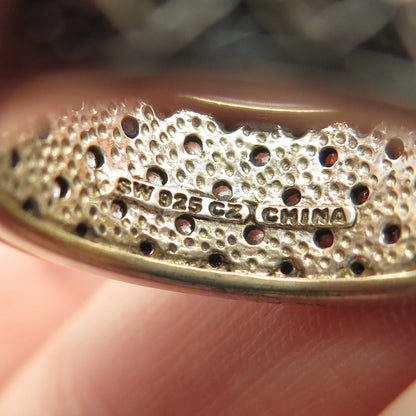 925 Sterling Silver C Z Wide Band Ring Size 7