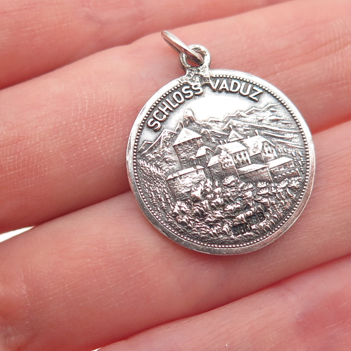 900 Silver Vintage Principality of Liechtenstein Vaduz Castle Charm Pendant