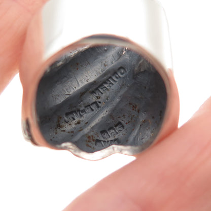 925 Sterling Silver Vintage Mexico Modernist Oxidized Ring Size 7.5