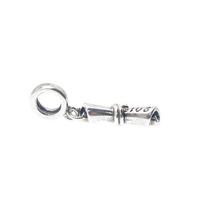 CHAMILIA 925 Sterling Silver 2015 Graduation Diploma Scroll Dangle Charm