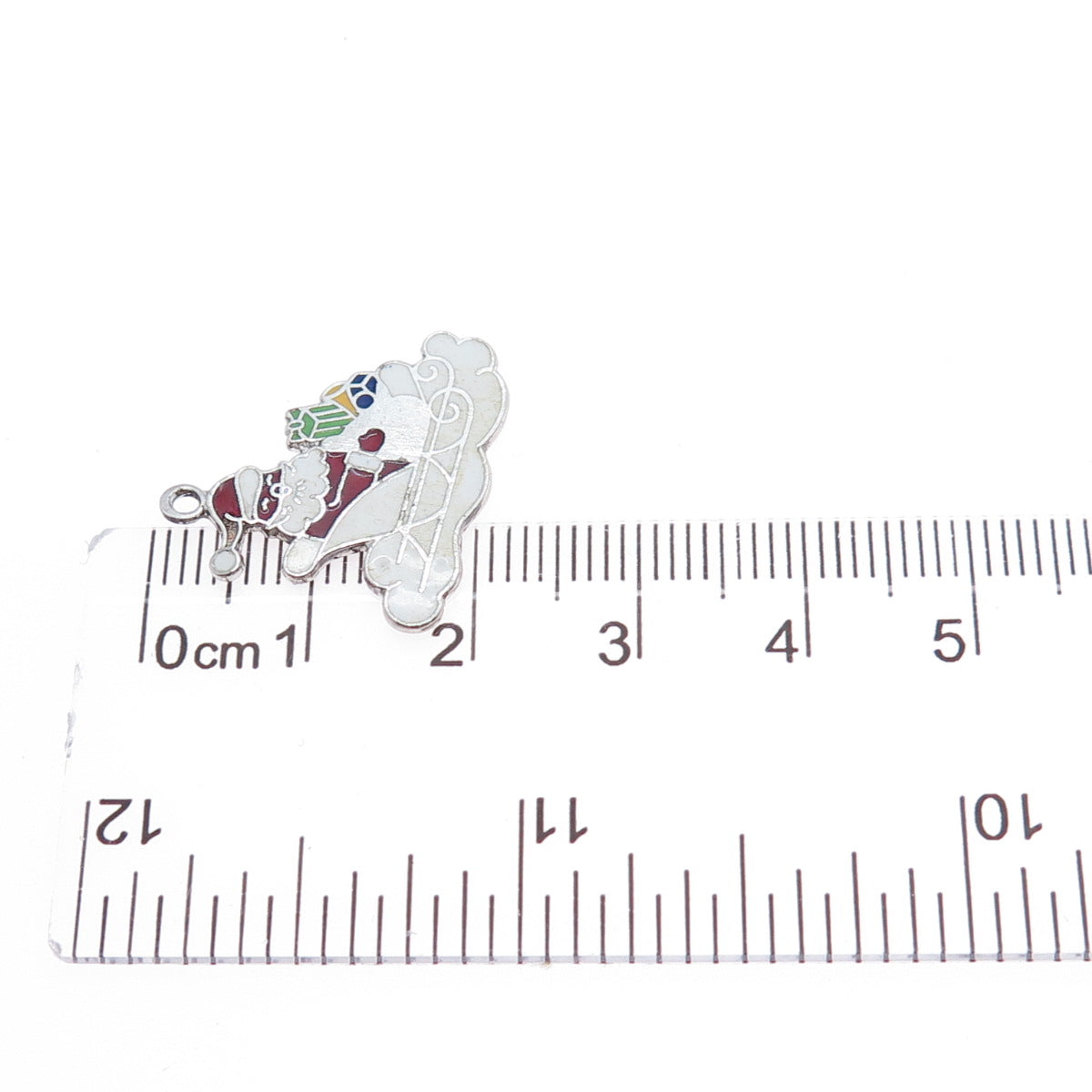 FRENCH & FRANKLIN 925 Sterling Vintage Enamel Santa Claus Sleigh Mini Pendant
