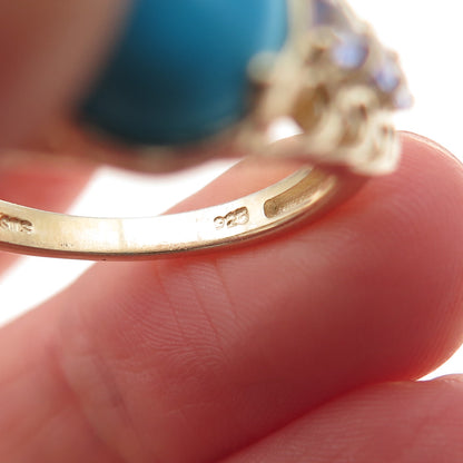 Chuck Clemency 925 Sterling Gold Plated Real Turquoise Tanzanite Ring Size 8.25