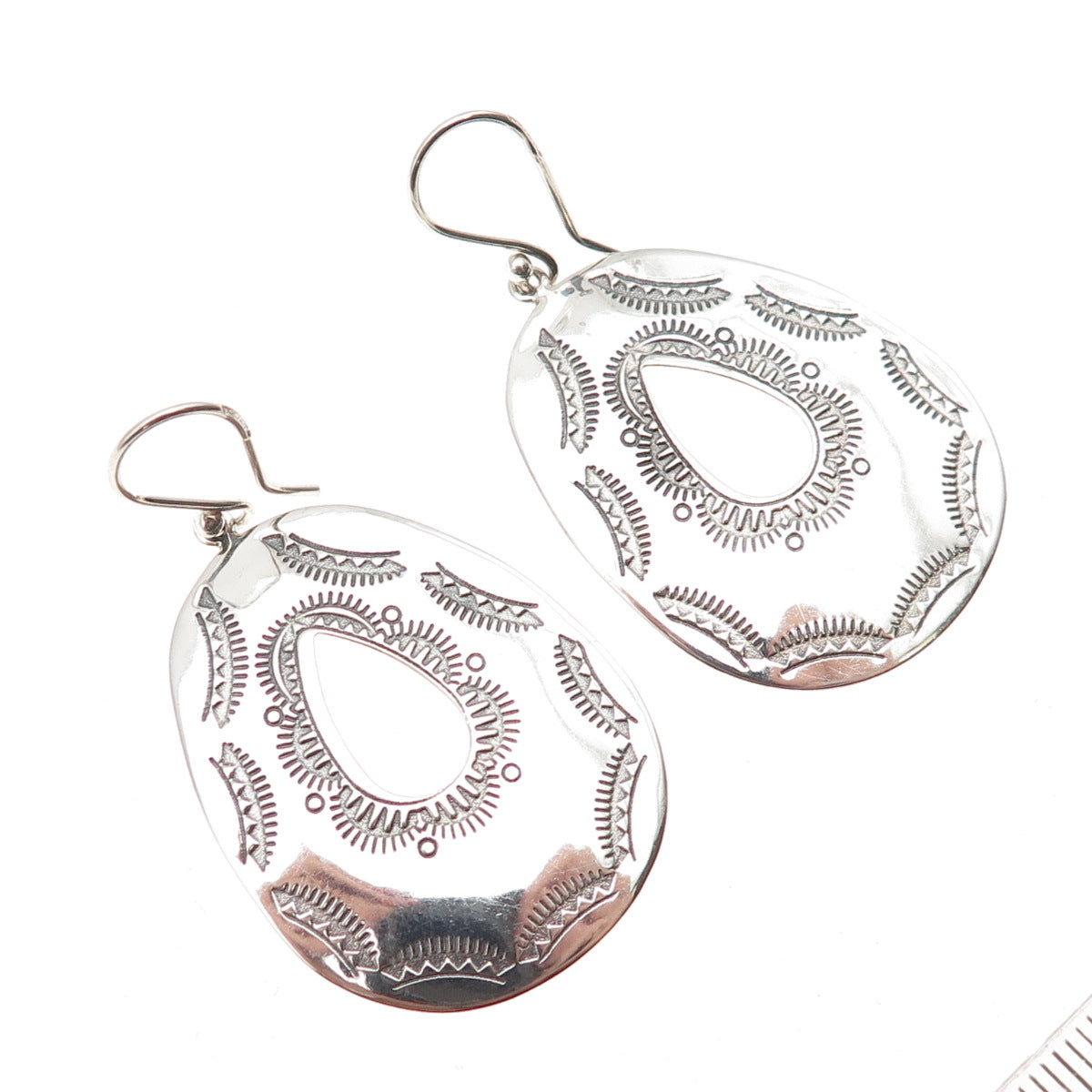 FD Felicia Design 925 Sterling Silver Vintage Oxidized Southwest Dangle Earrings