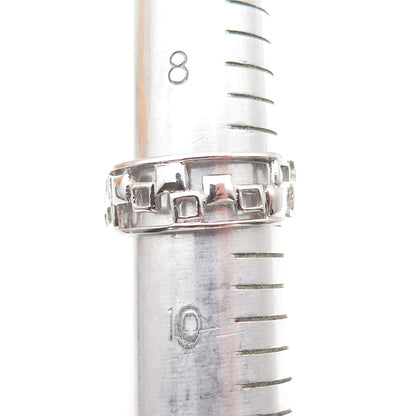 925 Sterling Silver Heart-Cut C Z Check Band Ring Size 9.25