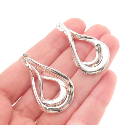 950 Silver Vintage Italy Modernist Interlocked Teardrop Earrings