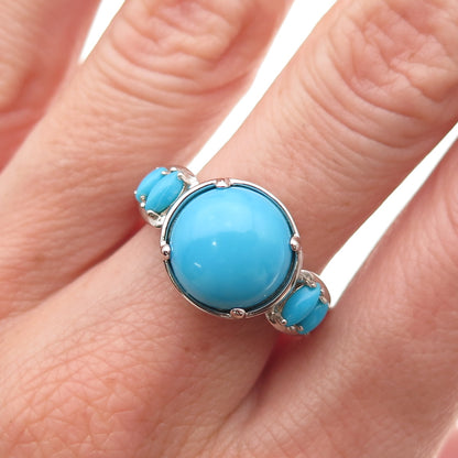 925 Sterling Silver Real Sleeping Beauty Turquoise Ring Size 8