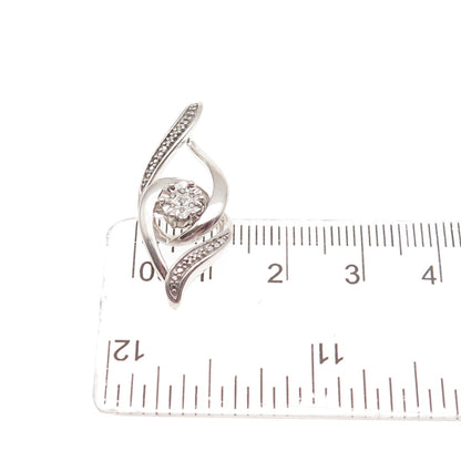 925 Sterling Silver Real Round-Cut Diamond Interlocked Eternity Charm Pendant