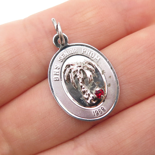 Town & Country Sterling Silver Vintage 1968 Rhinestone BHS Senior Prom Pendant