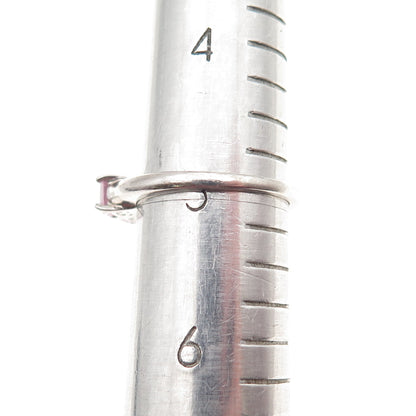925 Sterling Silver Asscher-Cut Pink C Z Half Eternity Band Ring Size 5
