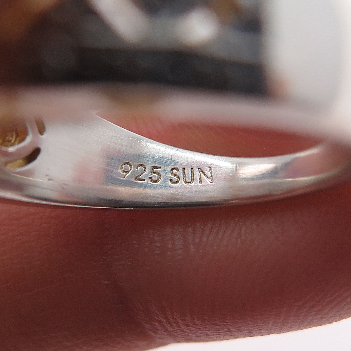 SUN 925 Sterling Silver Real Round-Cut Diamond Mom Ring Size 7