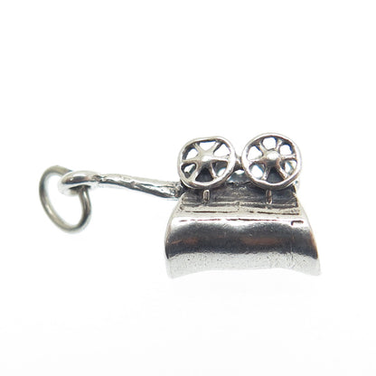 925 Sterling Silver Vintage Covered Wagon 3D Charm Pendant