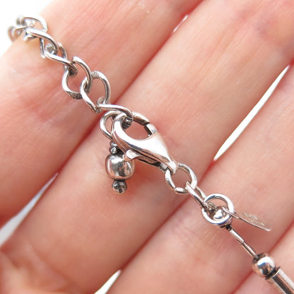 925 Sterling Silver Vintage Modernist Thorn Beaded Chain Necklace 16-18"