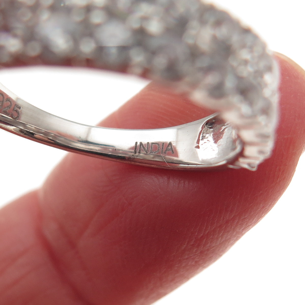 925 Sterling Silver Round-Cut C Z Half Eternity Ring Size 7