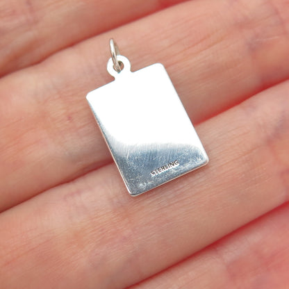 925 Sterling Silver Red Enamel Fall In Love Minimalist Charm Pendant