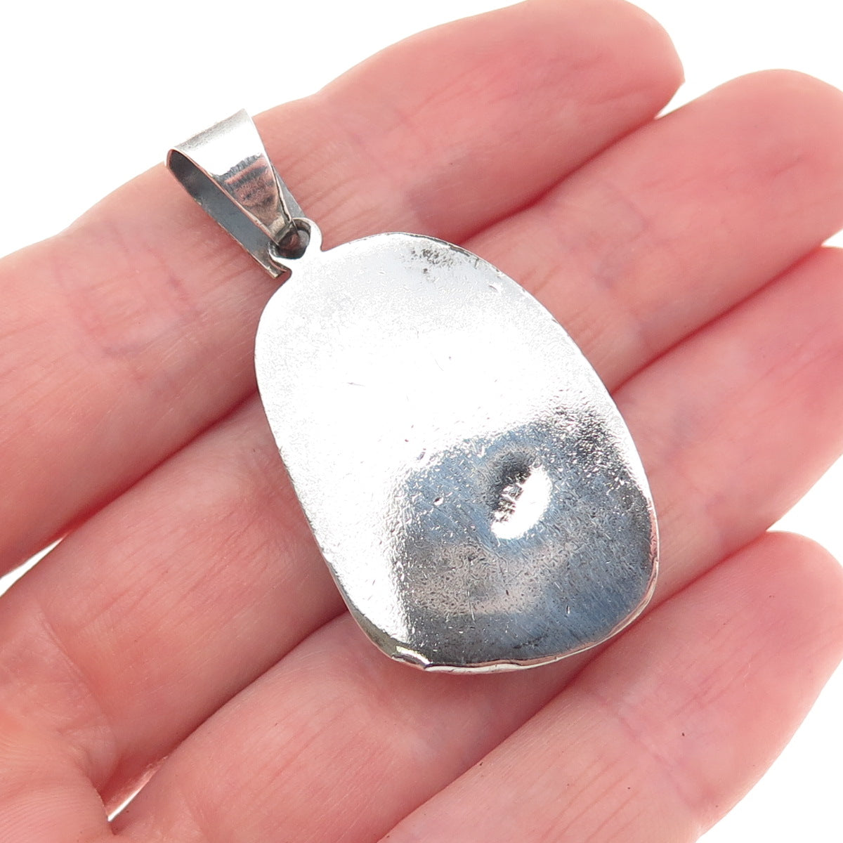 925 Sterling Silver Vintage Real Larimar Oxidized Pendant