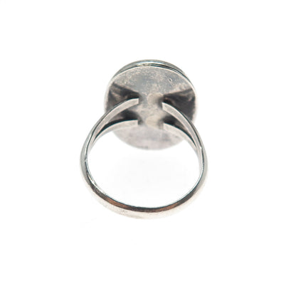 Old Pawn 925 Sterling Silver Vintage Southwestern Black Opal Tribal Ring Size 6