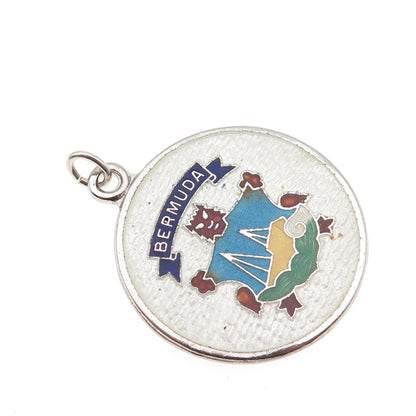 BREADNER CO. Sterling Silver Vintage Enamel Bermuda Coat of Arms Charm Pendant