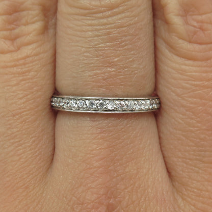 925 Sterling Silver Round-Cut C Z Half Eternity Band Ring Size 7