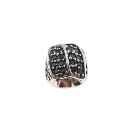CHAMILIA 925 Sterling Silver Real Round-Cut Black Spinel Slide Bead Charm