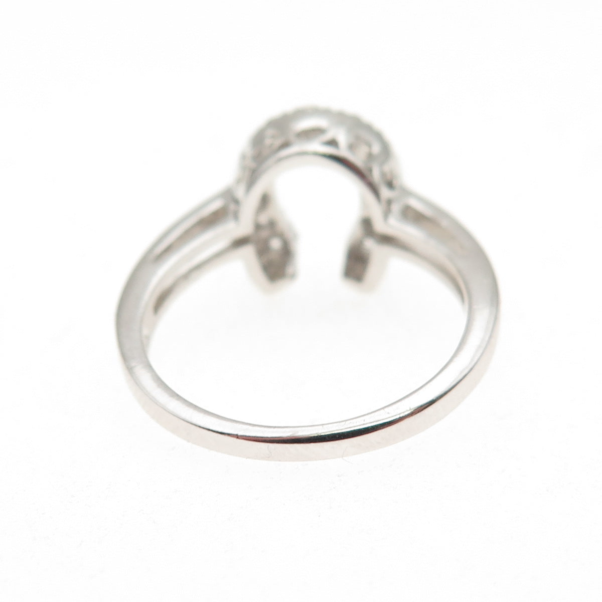 925 Sterling Silver Round-Cut C Z Horseshoe Good Luck Ring Size 7
