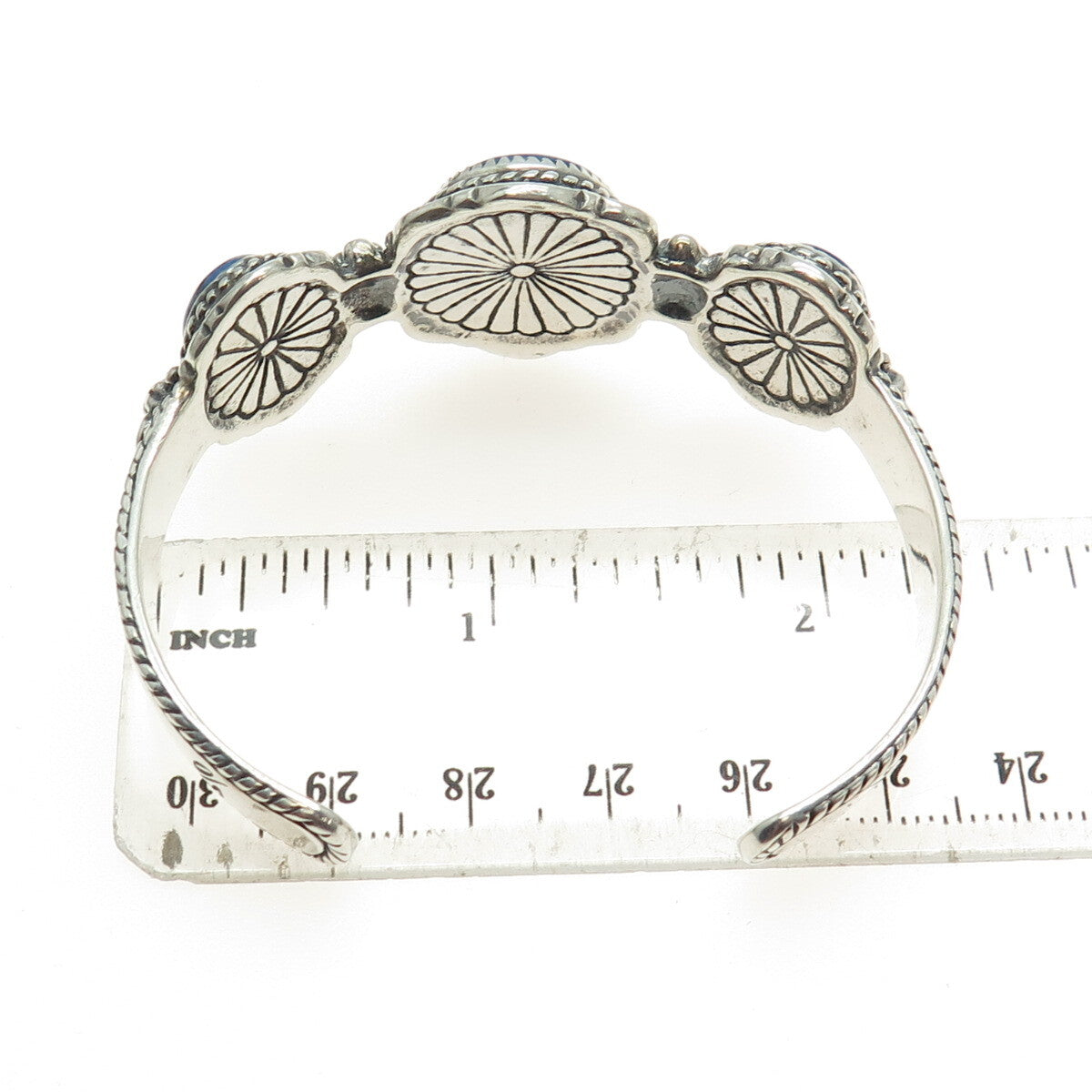 CAROLYN POLLACK Old Pawn Sterling Silver Vintage Lapis Adjustable Bracelet 6.5"