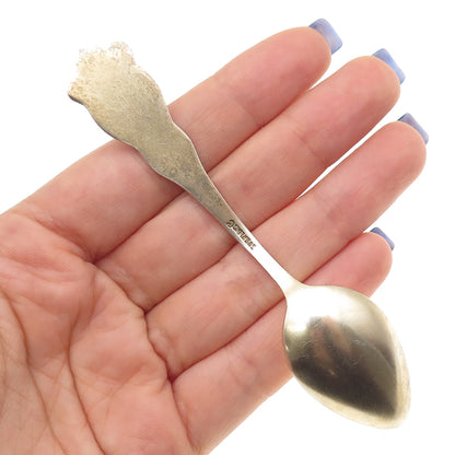 CARON BROS 925 Sterling Silver Antique Art Deco Enamel Maple Leaf Coffee Spoon