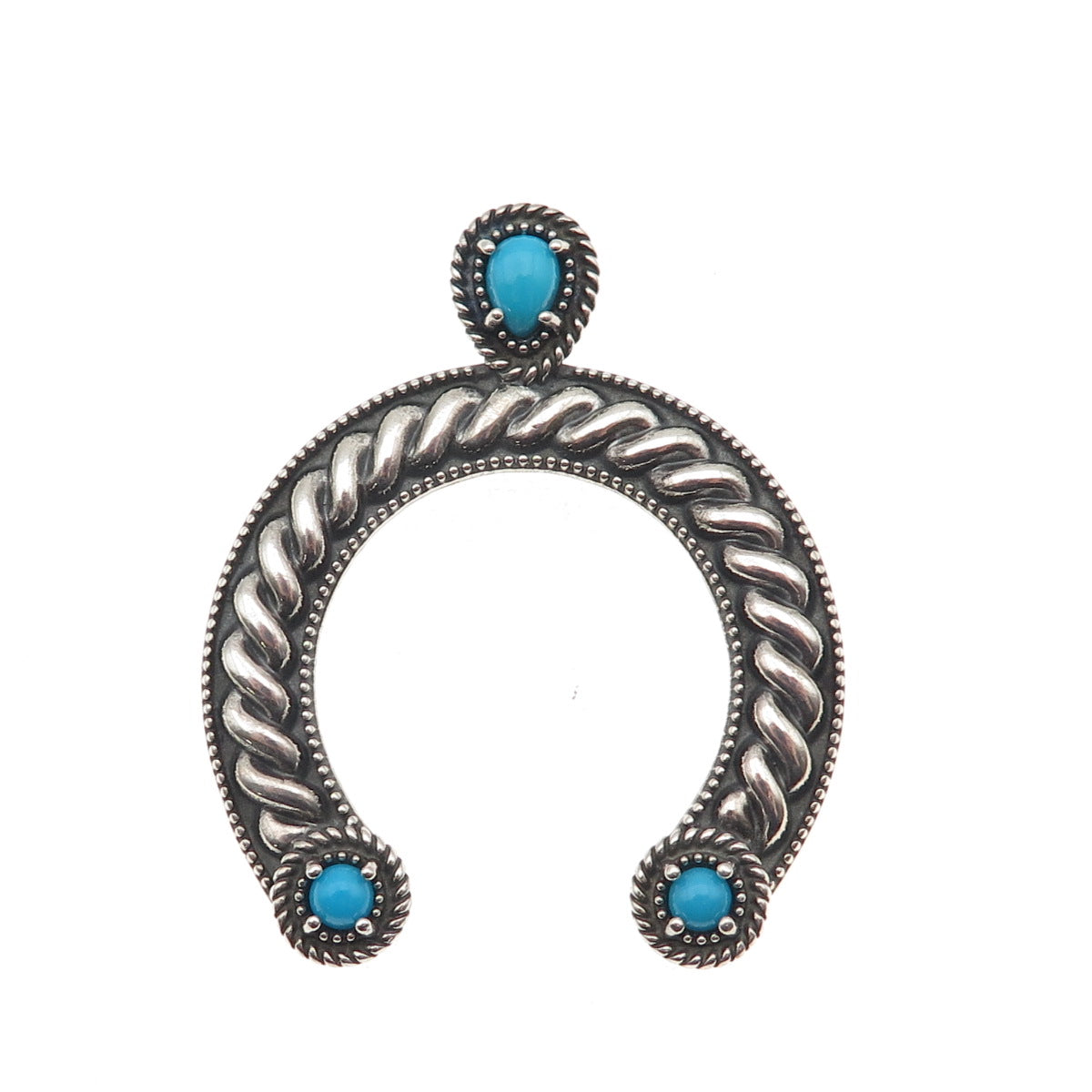 Carolyn Pollack AW Old Pawn 925 Sterling Vintage Turquoise Naja Overlay Pendant