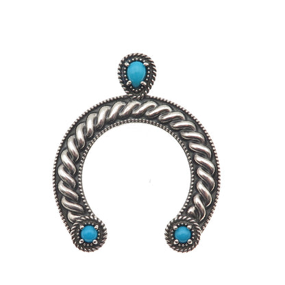 Carolyn Pollack AW Old Pawn 925 Sterling Vintage Turquoise Naja Overlay Pendant
