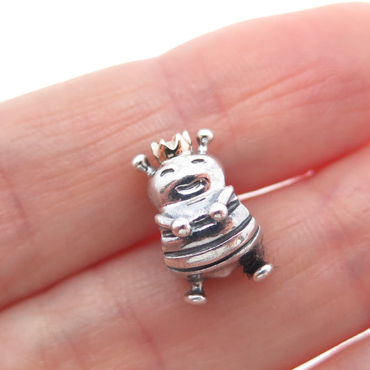 PANDORA 925 Sterling Silver & Gold Queen Bee Slide Bead Charm