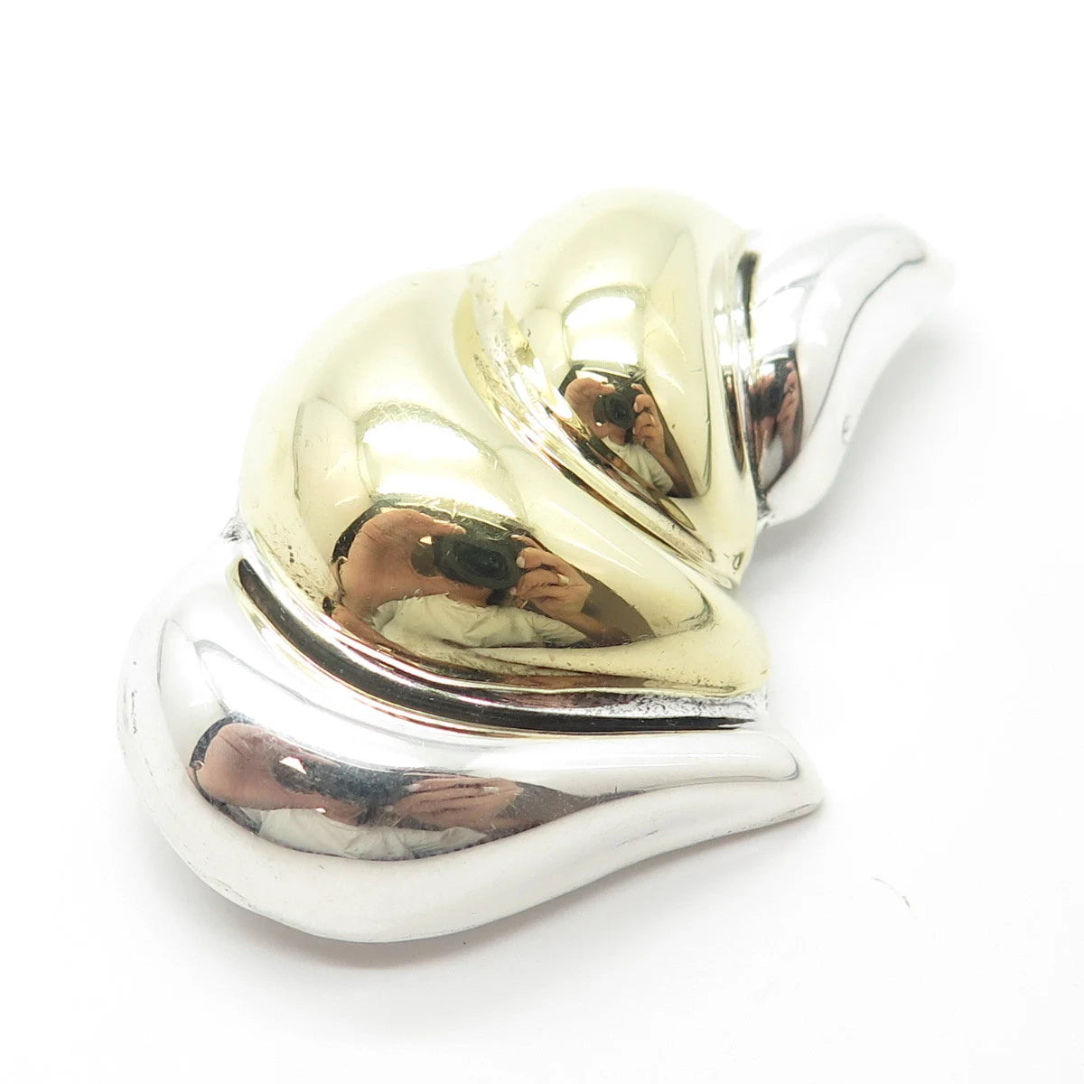 925 Sterling Silver 2-Tone Vintage Mexico Ribbed Pin Brooch